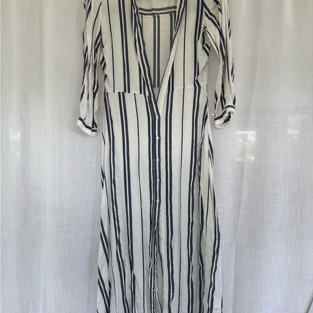 Zara Monochrome Striped Long Sleeve Dress